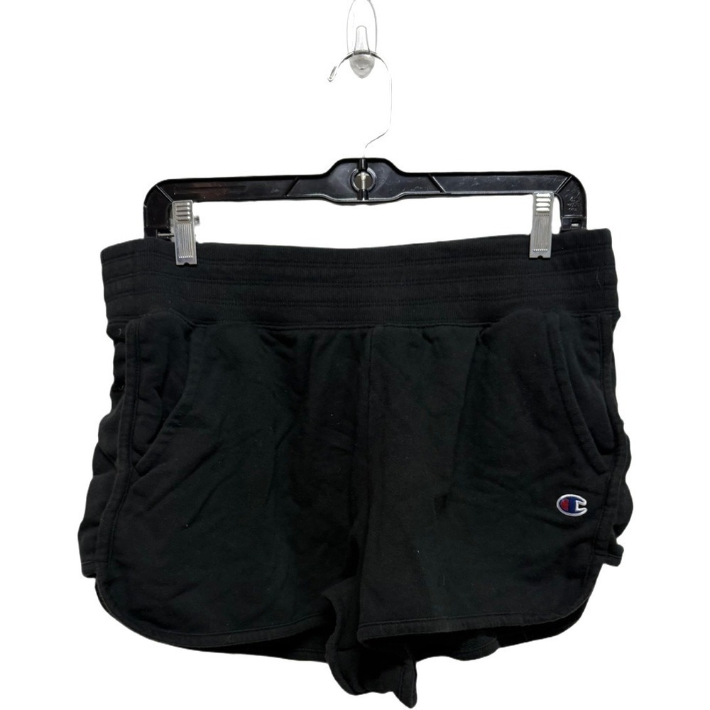 Champion Black Sweat Shorts XL Elastic Waist Athletic Lounge Gym Cotton Blend